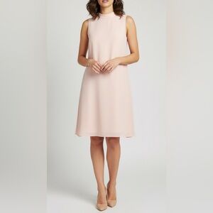 H&M Soft Pink Mock Neck Shift Dress A-Line Sleeveless Size 10